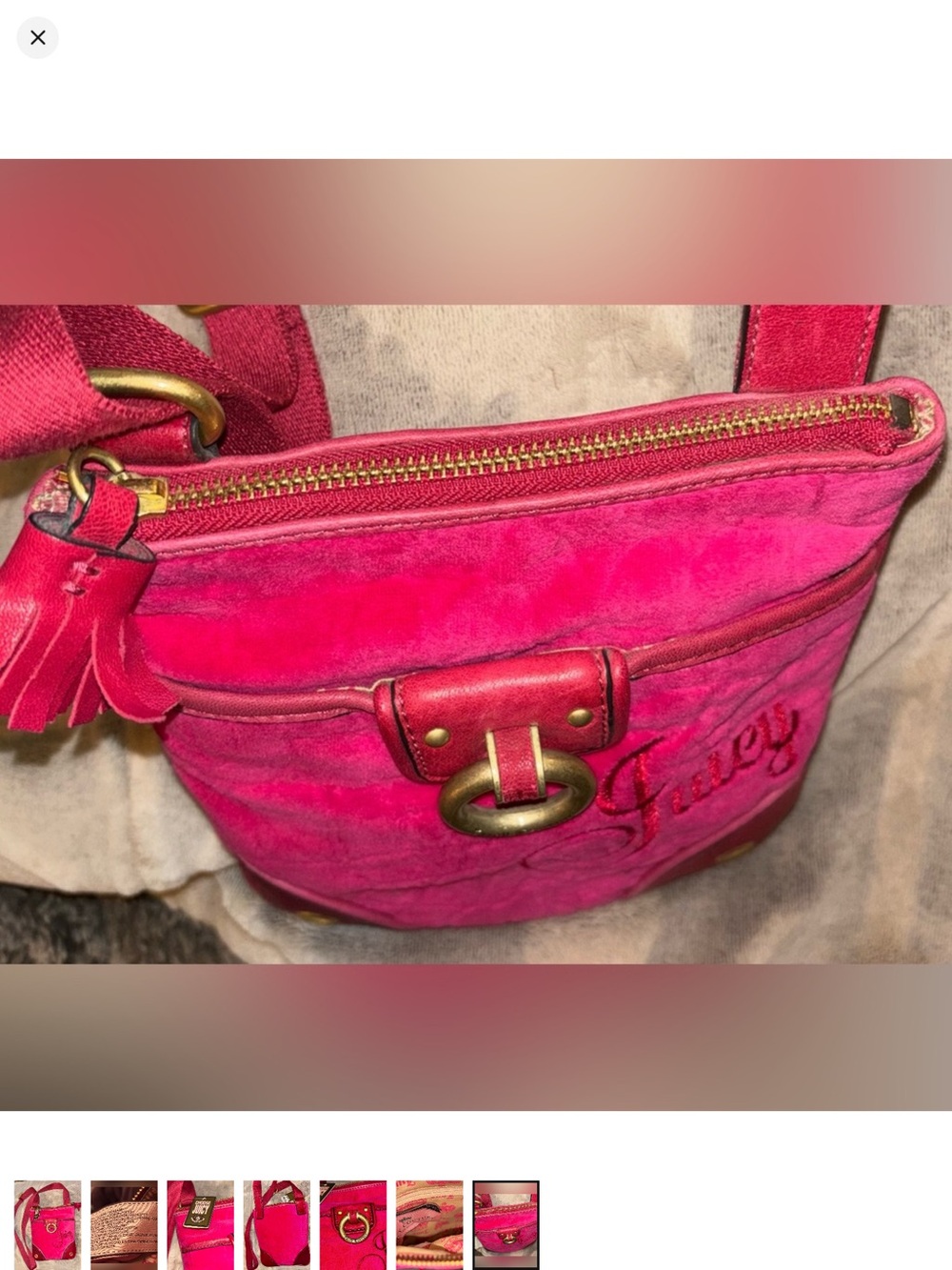Juicy Couture Vibrant Fuchsia Suede Crossbody Bag with Tassel